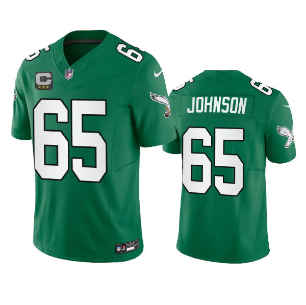 Men's Green Philadelphia Eagles #65 Lane Johnson 2023 F.U.S.E. With C Patch Vapor Untouchable Stitched Football Jersey